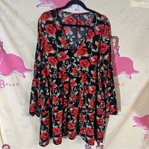 Boohoo Red Floral Dress